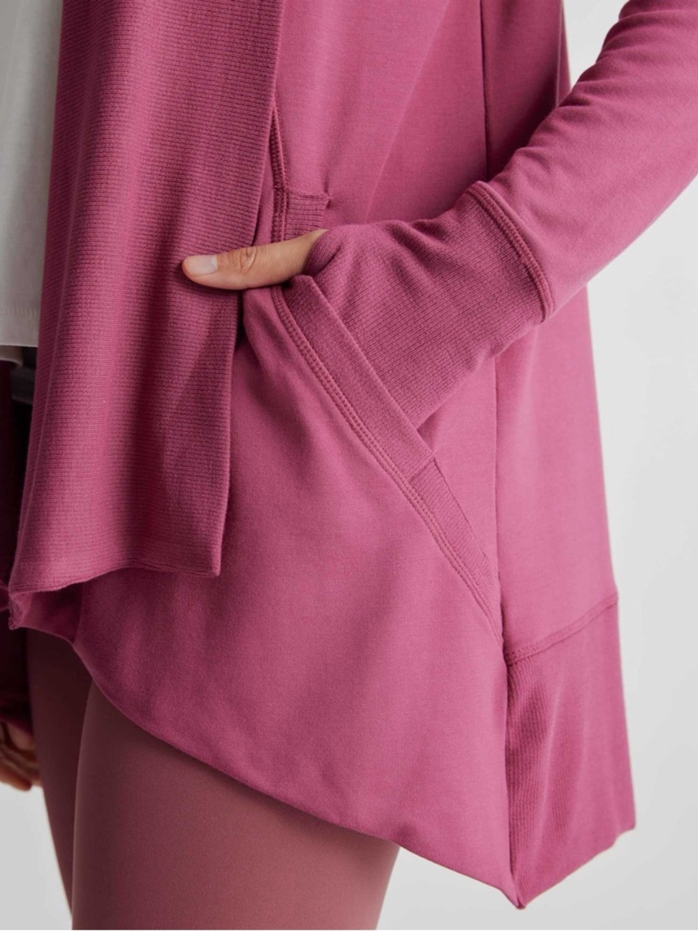 Quince Modal French Terry Cardigan Rose Pink Thumbhole Size Medium - Picture 4 of 12